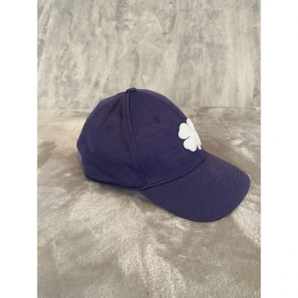 Black Clover Hat Mens S/M Navy Blue Memory Fit Live Lucky Clover Baseball Cap
